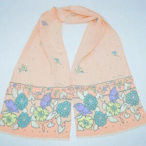Ginnie Johansen Scarf Pink Gray Floral Silk Scarf